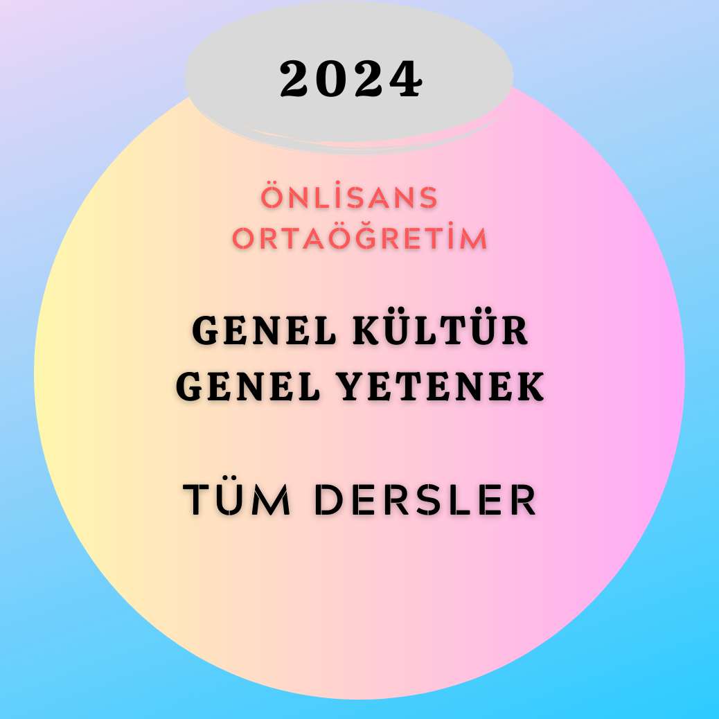 2024 -KPSS -ÖNLİSANS-ORTAÖĞRETİM  Genel Kültür - Genel Yetenek (Tüm Dersler - Kitap Hediyeli Paket 1)