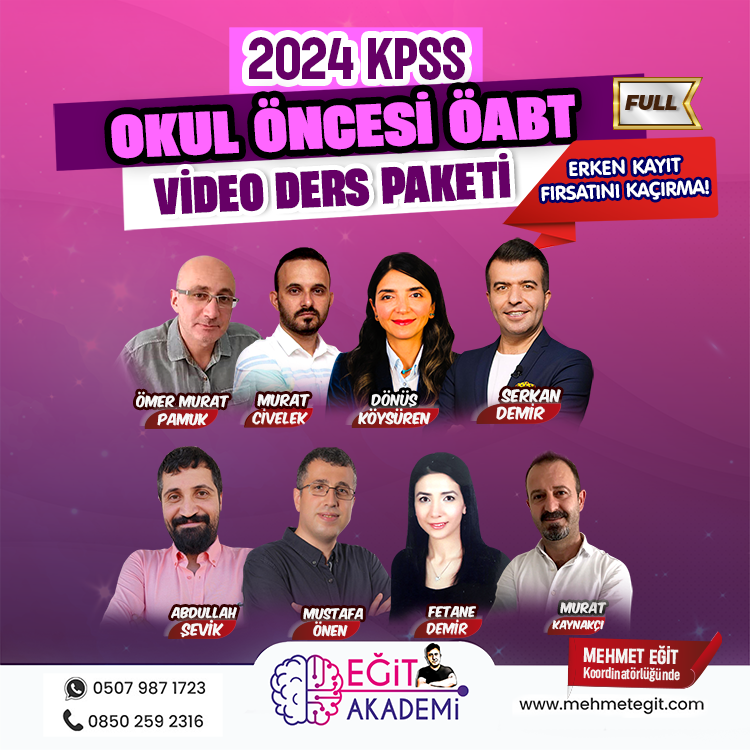 KPSS 2024 OKUL ÖNCESİ ÖABT Video Eğitim  FULL Paket