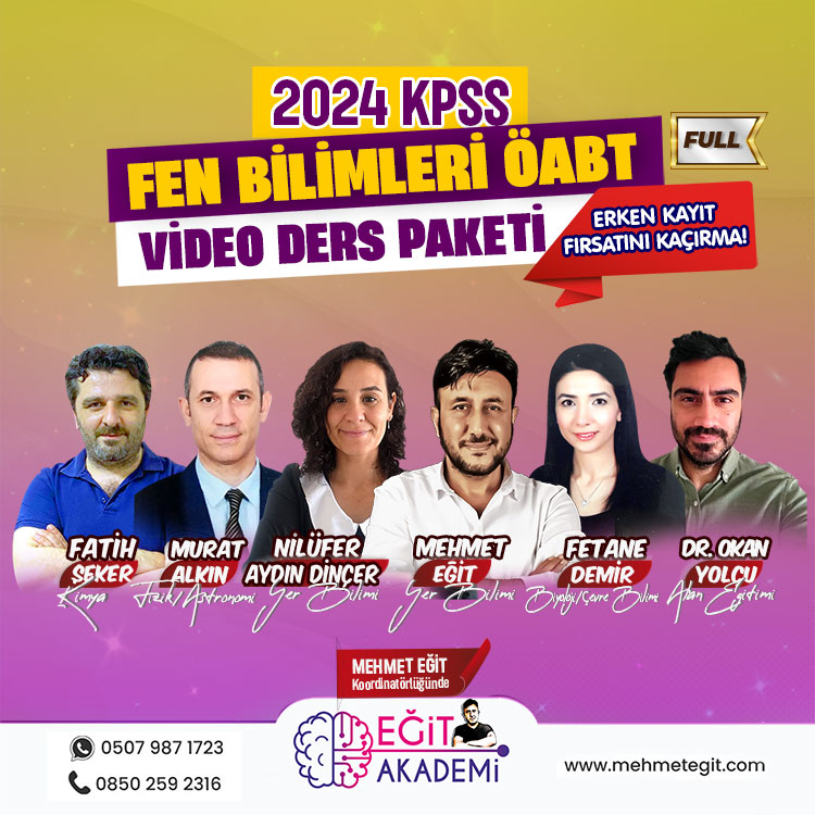 KPSS 2024 FEN BİLGİSİ ÖABT Video Eğitim FULL Paket