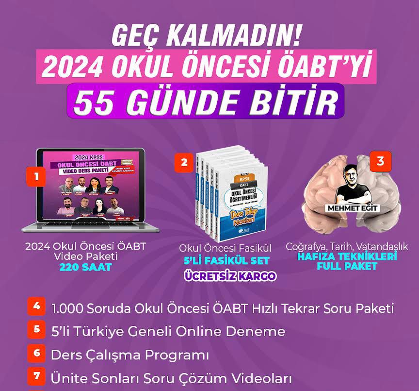 2024 OKUL ÖNCESİ ÖABT'Yİ 55 GÜNDE BİTİR