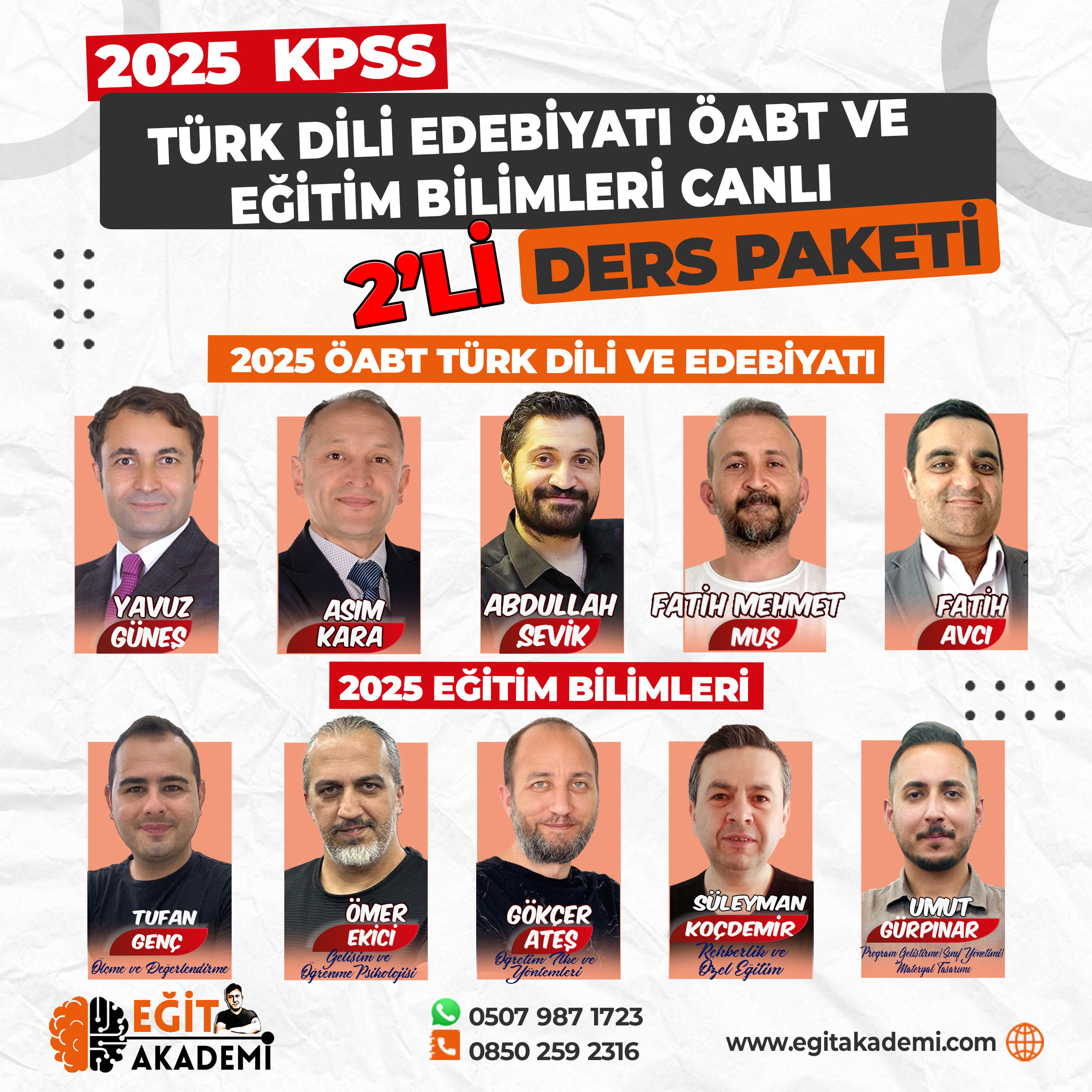 KPSS 2025 TÜRK DİLİ VE EDEBİYATI ÖABT VE EĞİTİM BİLİMLERİ 2’Lİ CANLI DERS PAKETİ