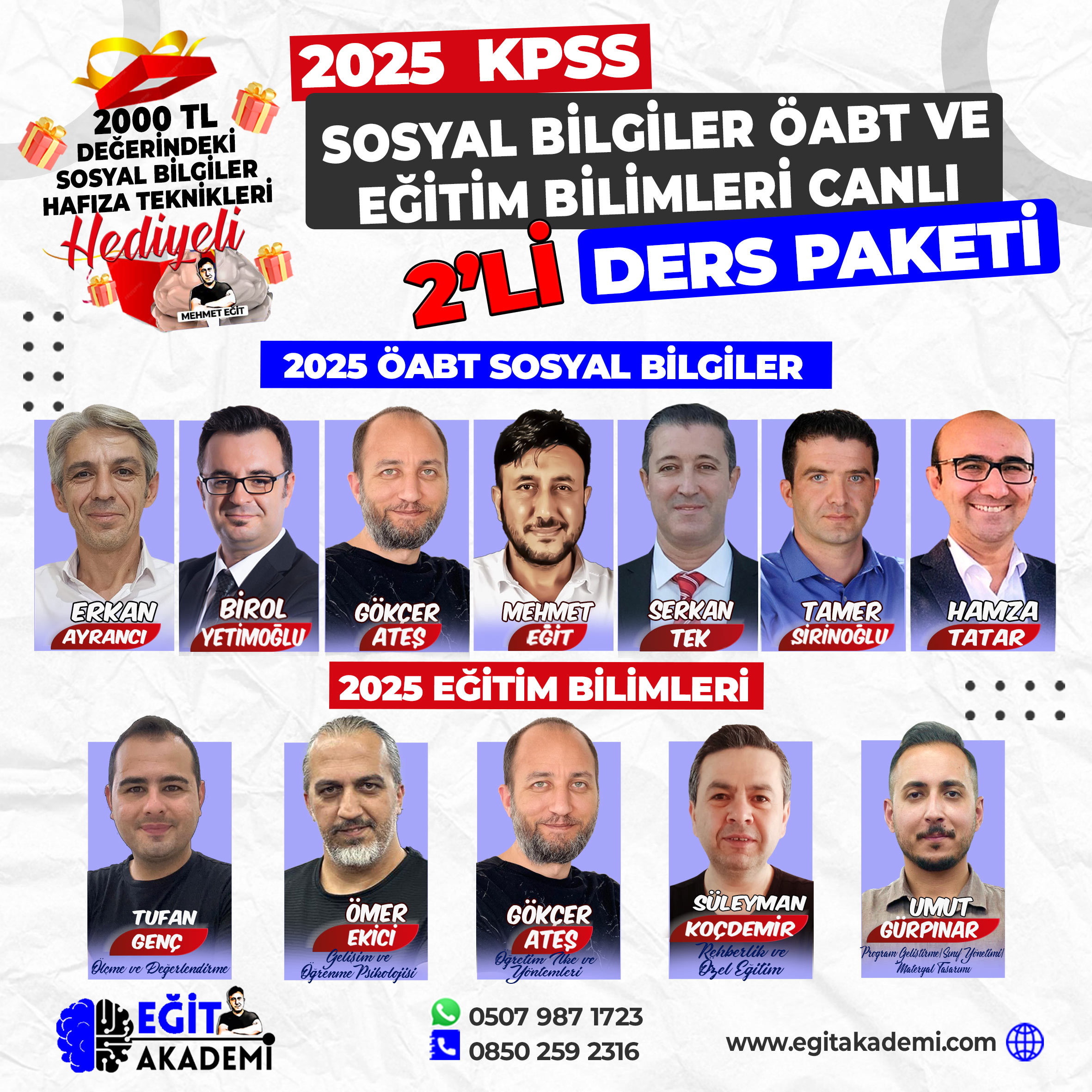 KPSS 2025 Sosyal Bilgiler ÖABT VE EĞİTİM BİLİMLERİ 2’Lİ CANLI DERS PAKETİ