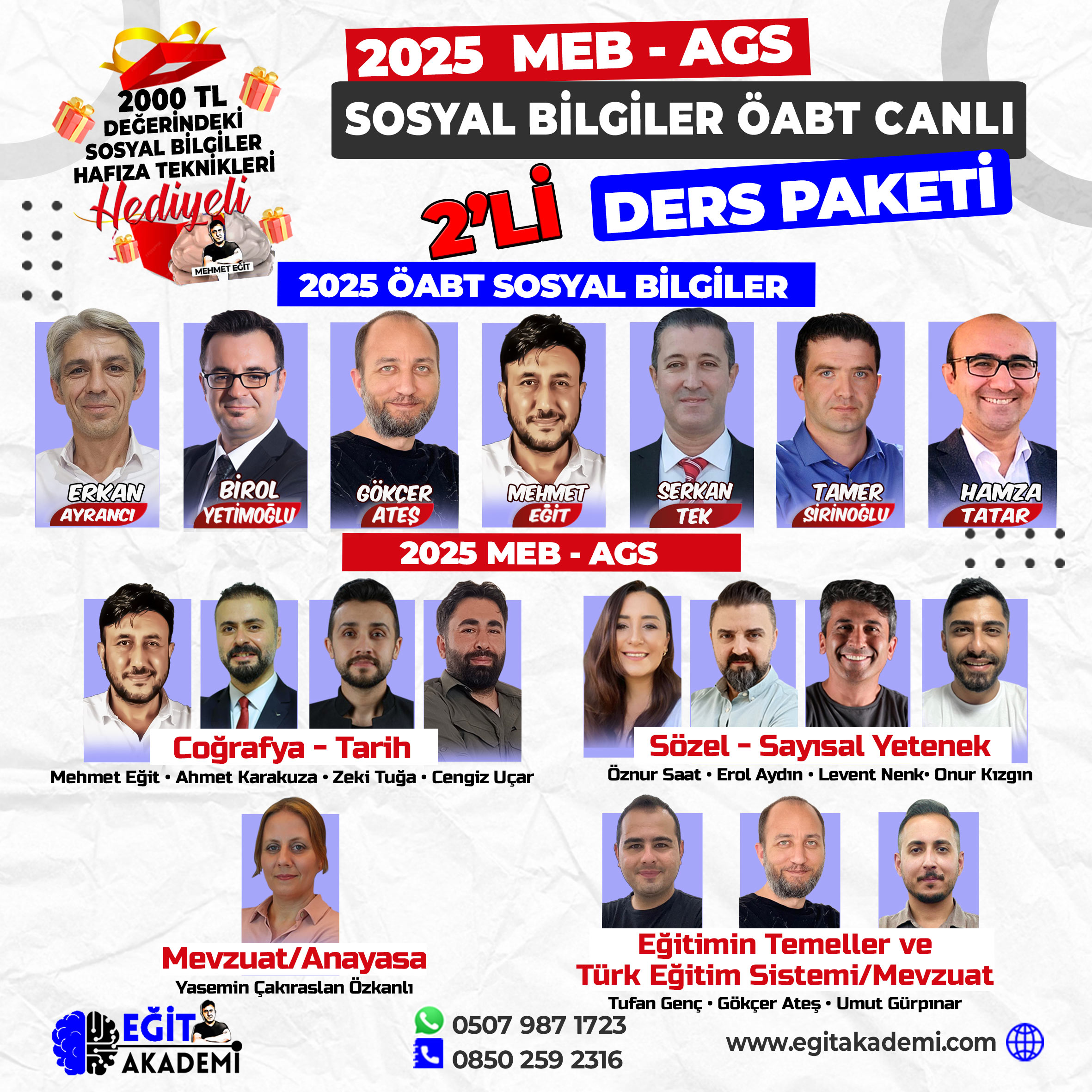 MEB AGS ve SOSYAL BİLGİLER ÖABT 2'li CANLI / VİDEO EĞİTİM PAKETİ